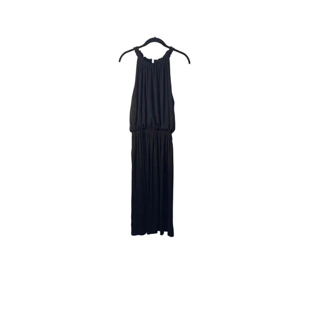 Loft women’s black knit, Sleeveless halter top midi dress S